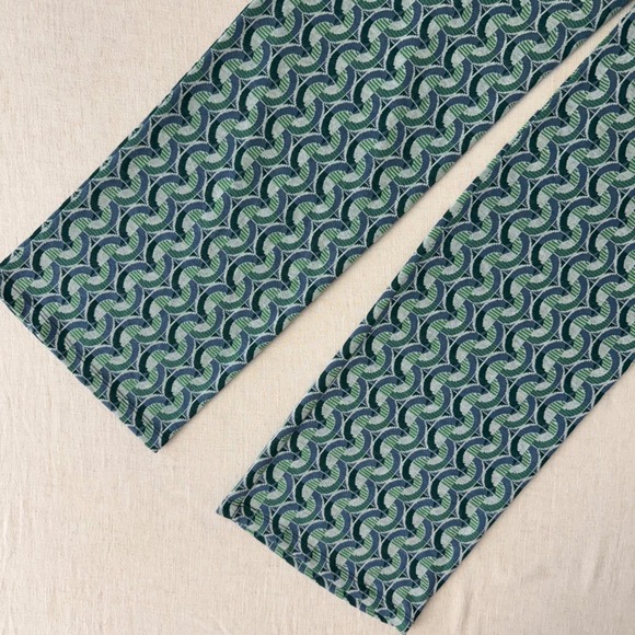 Zara Womens Green Blue Geometric Print Wide Leg Knit Pants High Rise Size M - Picture 12 of 13